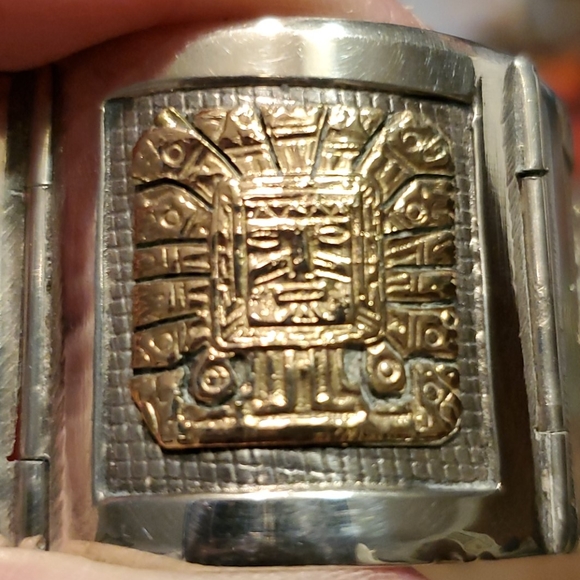 Sterling Silver 18K Gold Bracelet Industria Perua - Picture 15 of 16